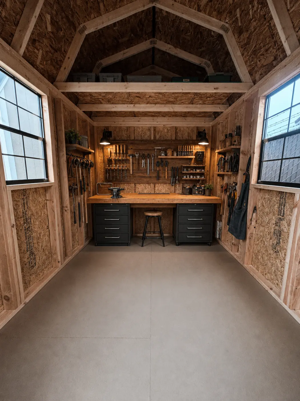 Inspiration rendering of a lofted barn as a workshop